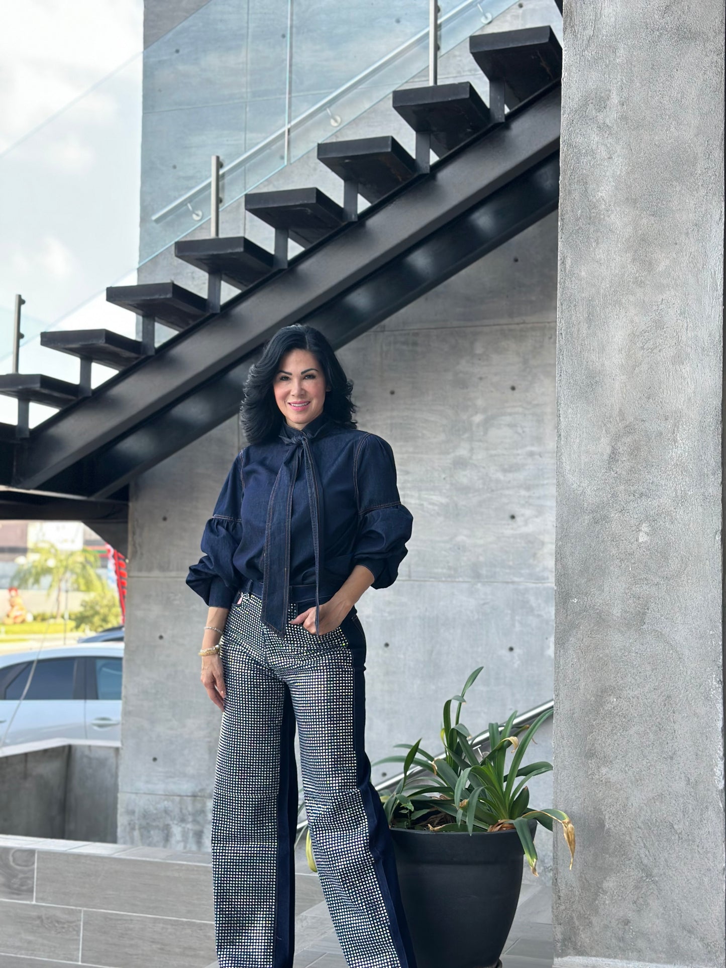 JEANS BRILLOS PLATA