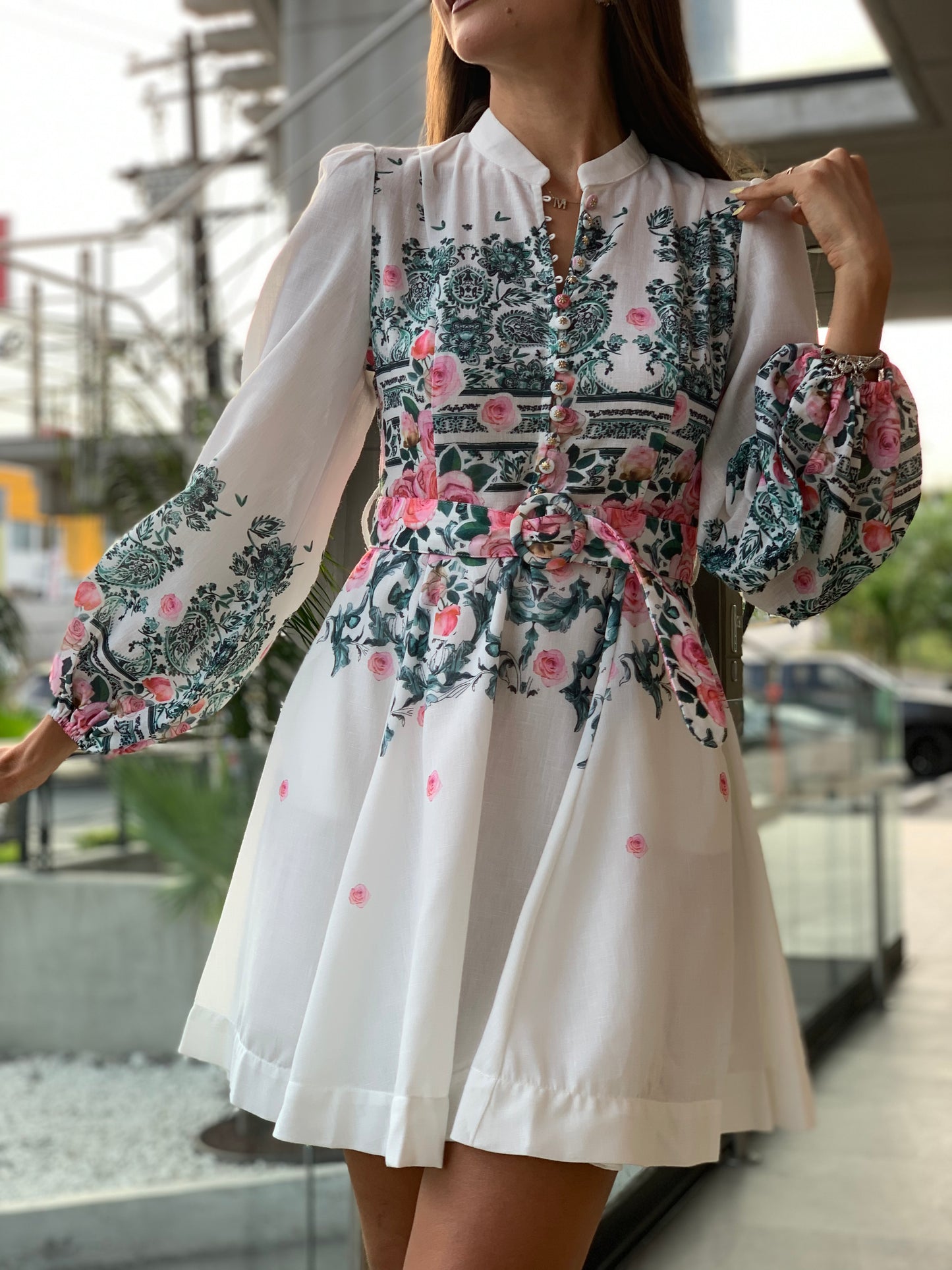 VESTIDO FLORES VERDES