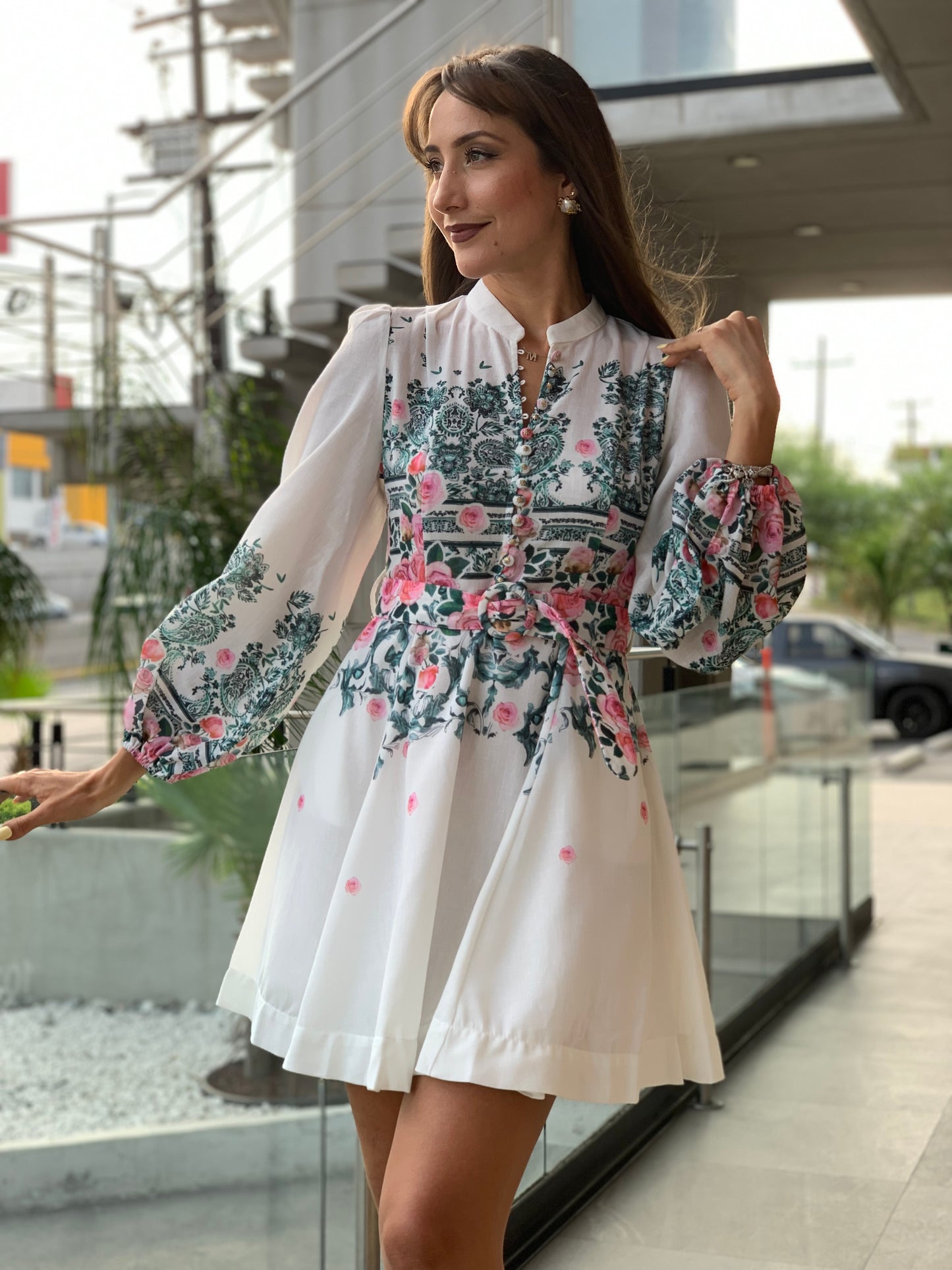 VESTIDO FLORES VERDES