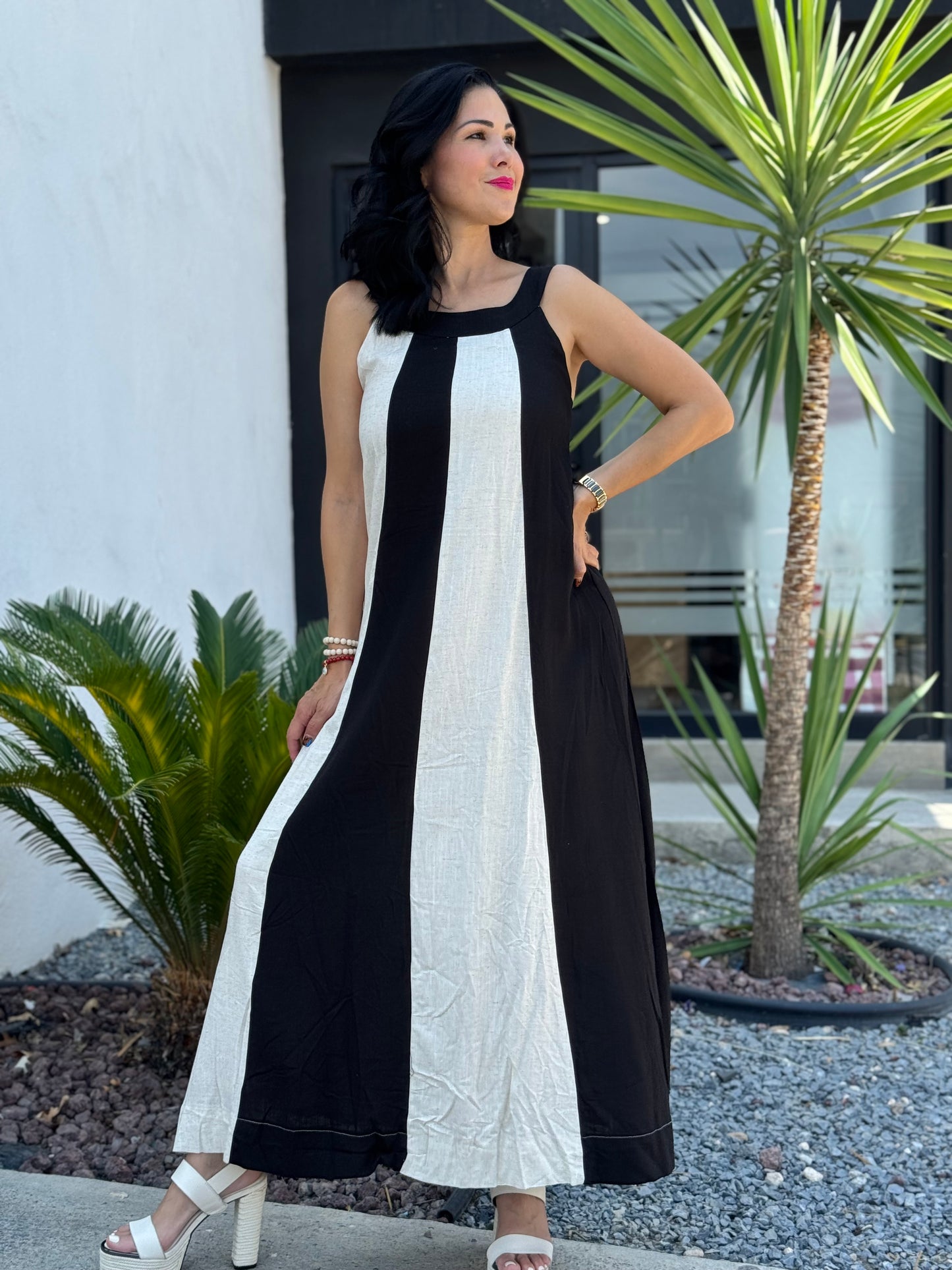 VESTIDO LINO DE RAYAS