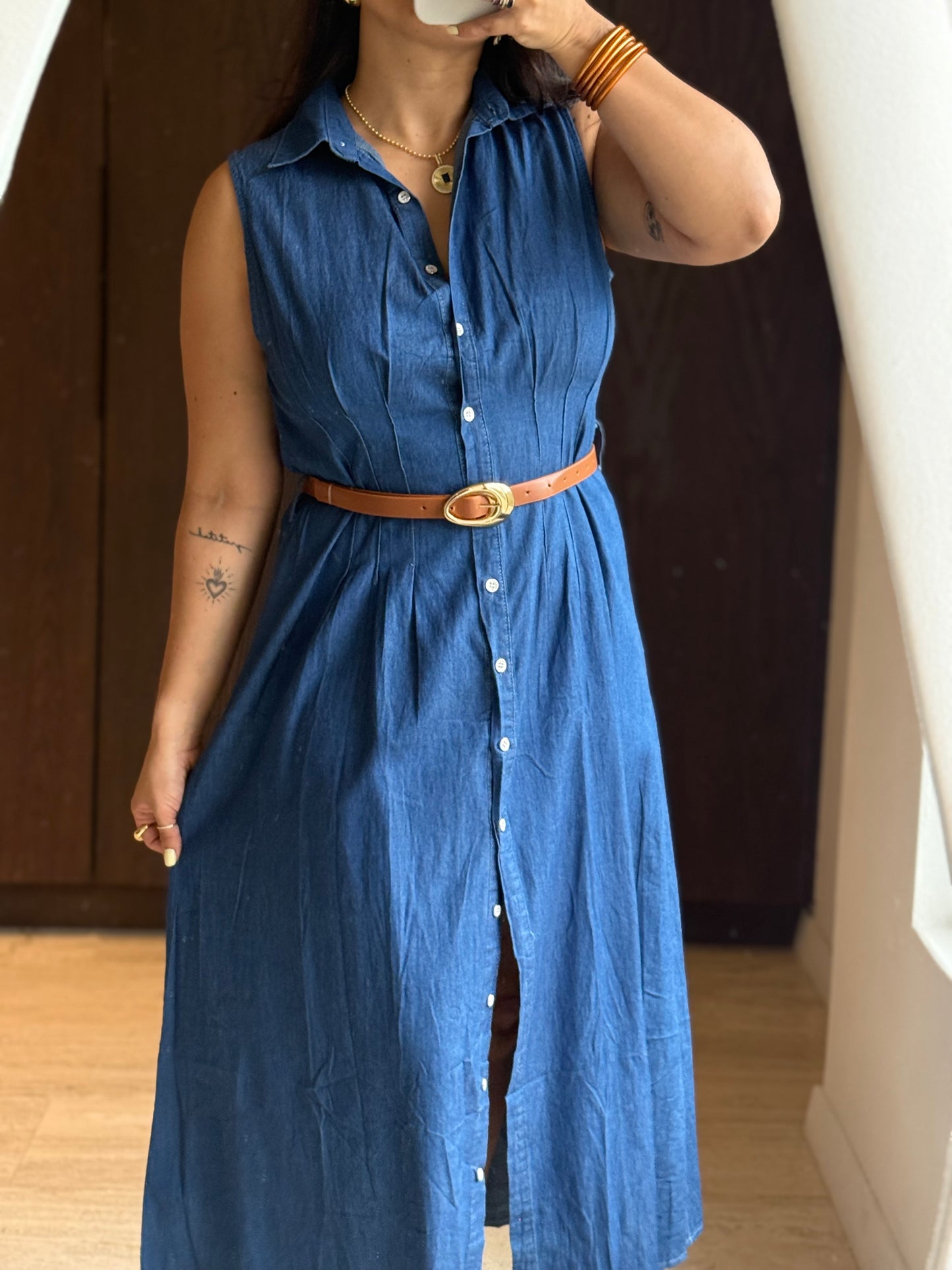 VESTIDO MANGA SISA CON CINTURÓN