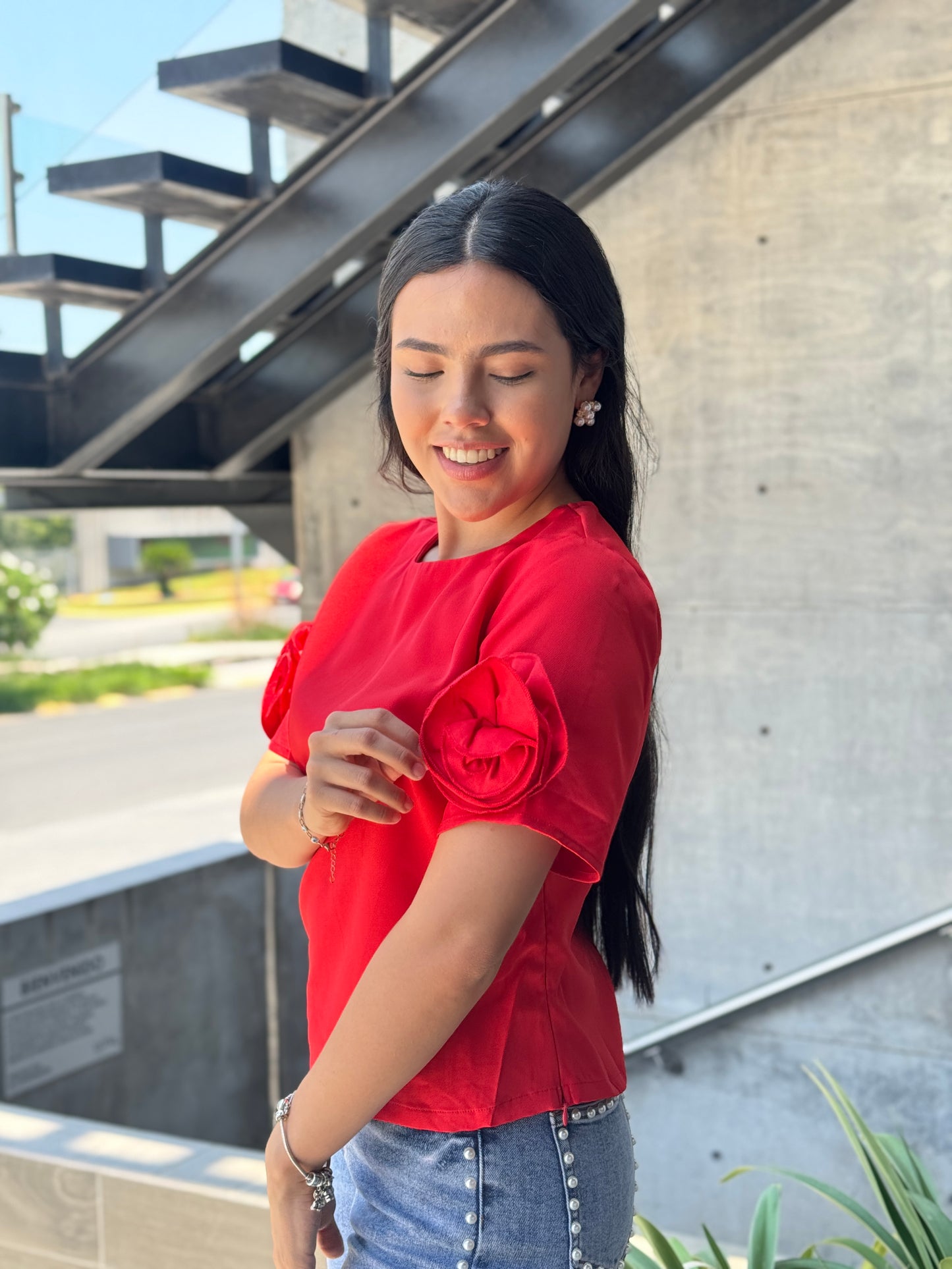 BLUSA MANGAS FLOR