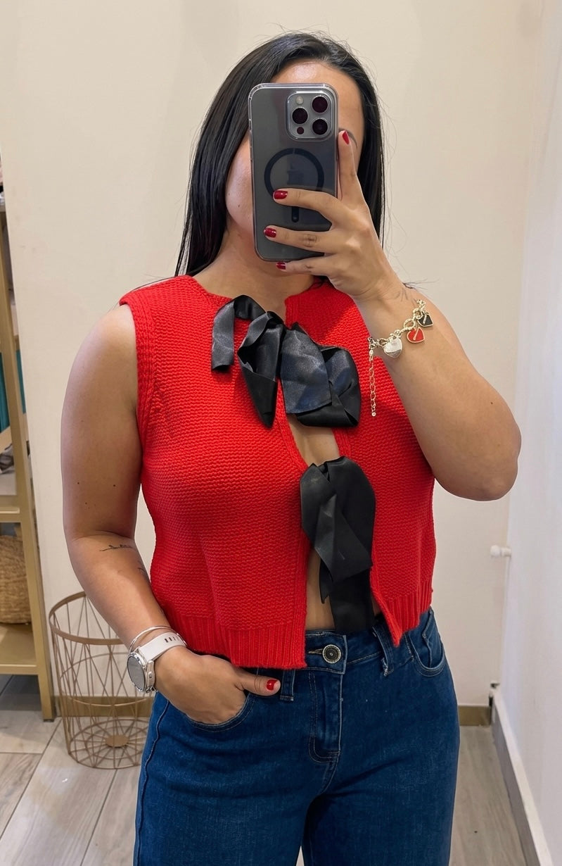 CHALECO TEJIDO ROJO