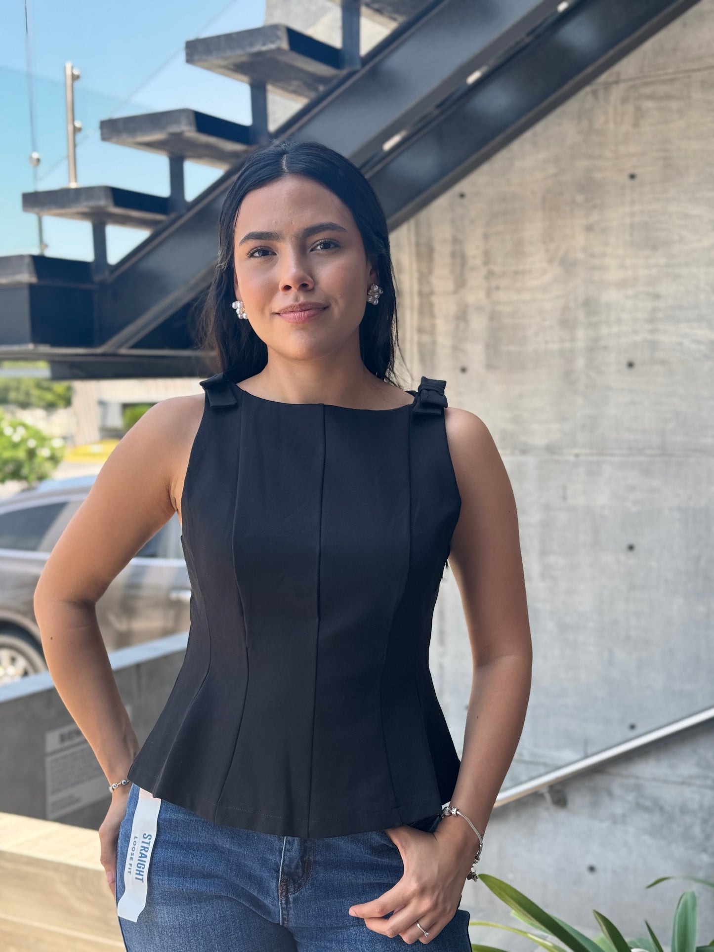 BLUSA CUELLO HALTER MOÑOS