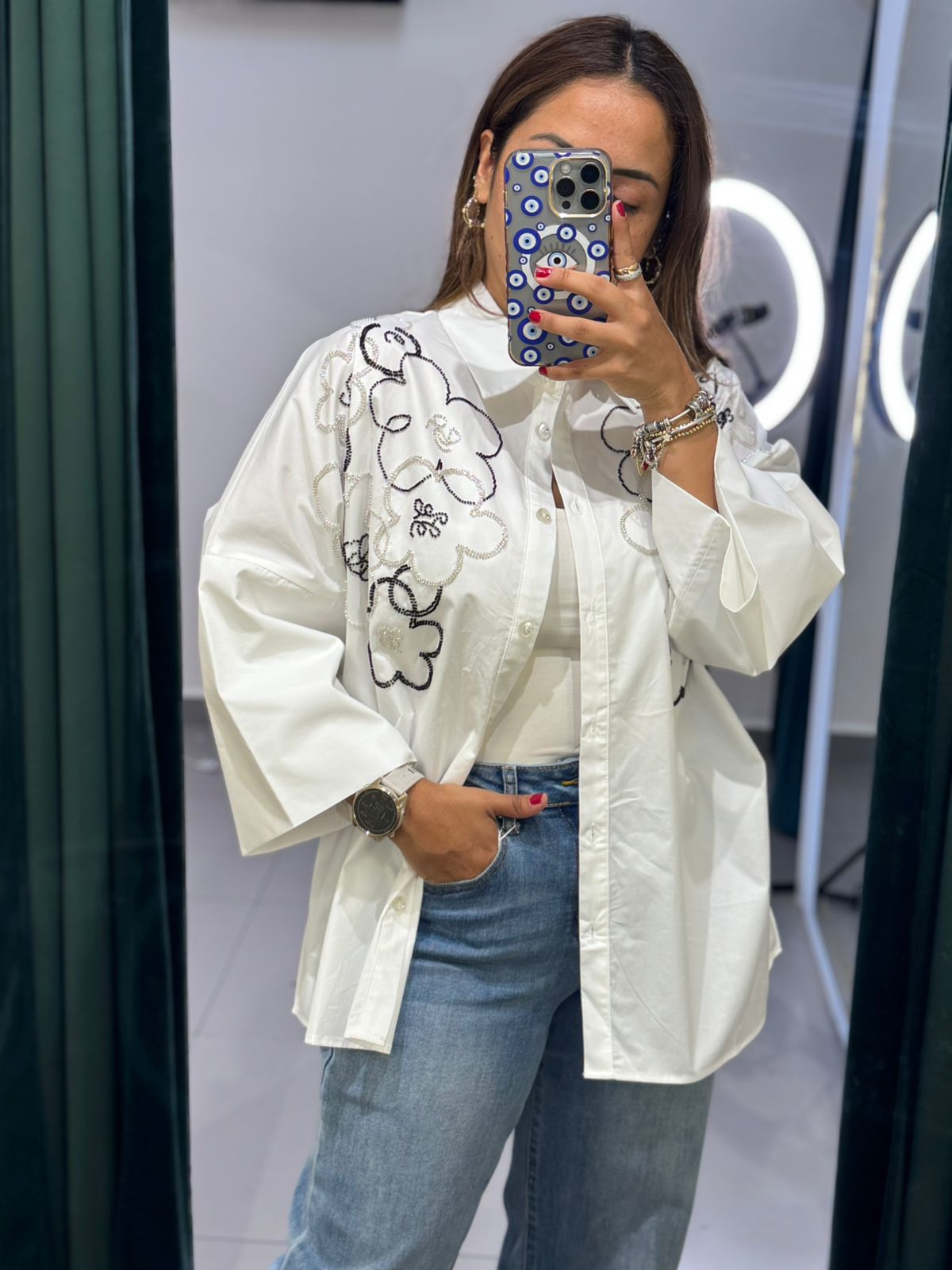 CAMISA FLORES DE BRILLOS