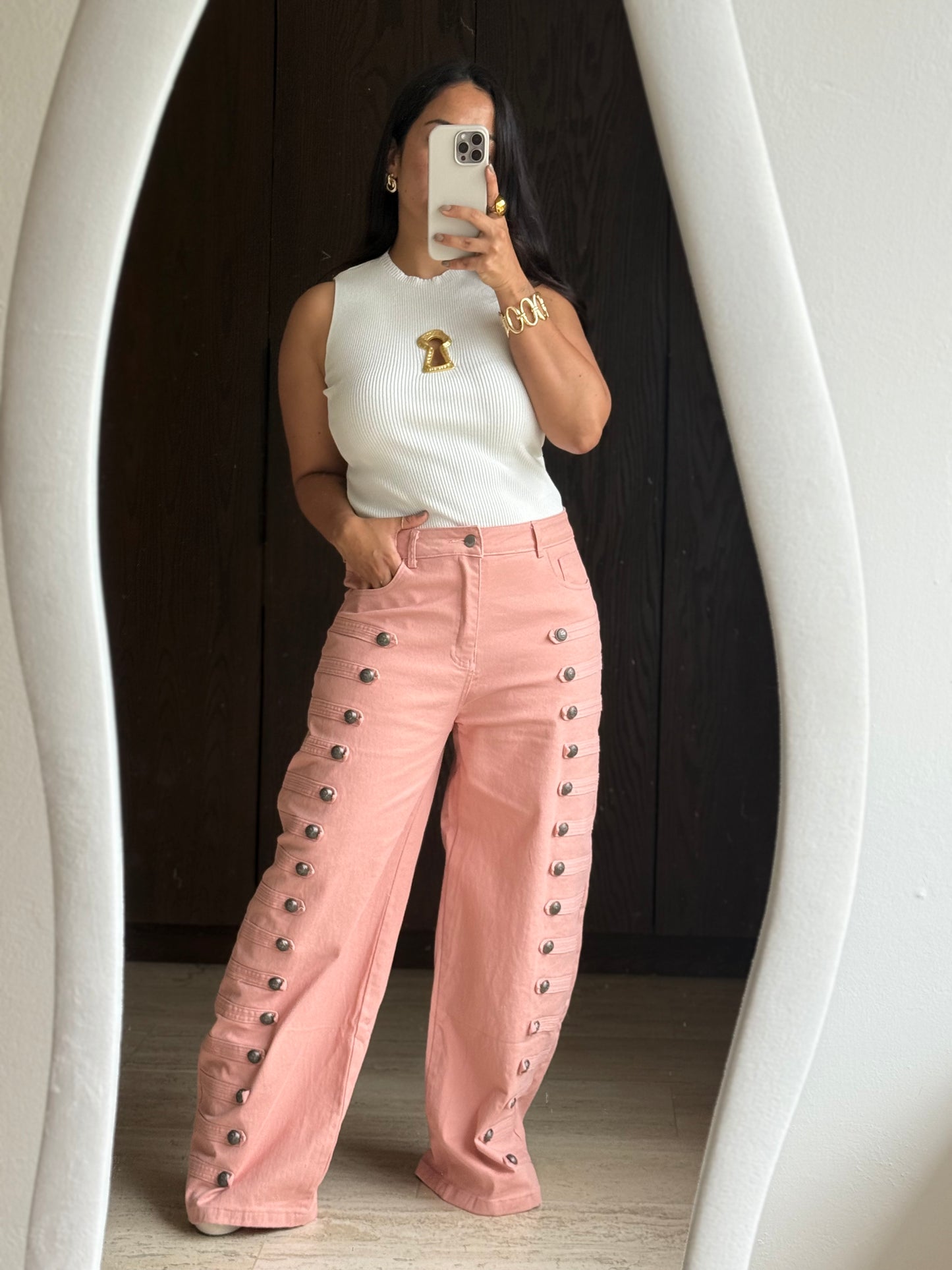 JEANS ROSAS BOTONES