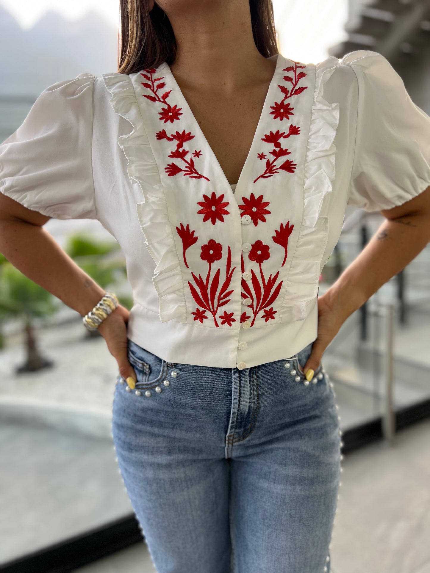 BLUSA BORDADO ROJO