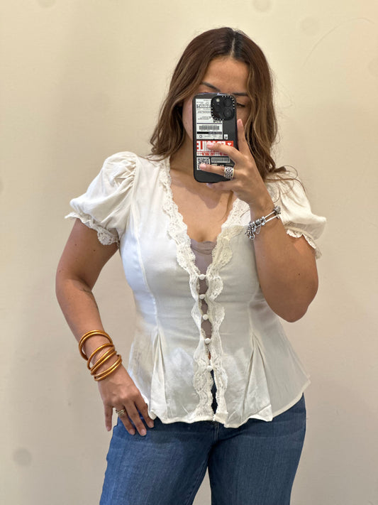 BLUSA MANGA PRINCESA CON ENCAJE