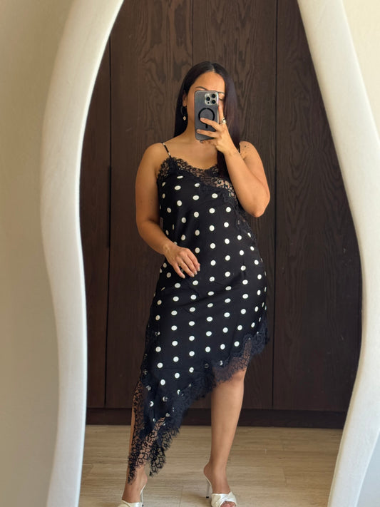 VESTIDO POLKA CON ENCAJE