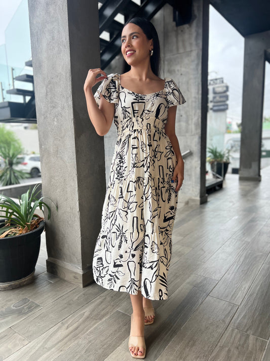 VESTIDO ESTAMPADO HOJAS