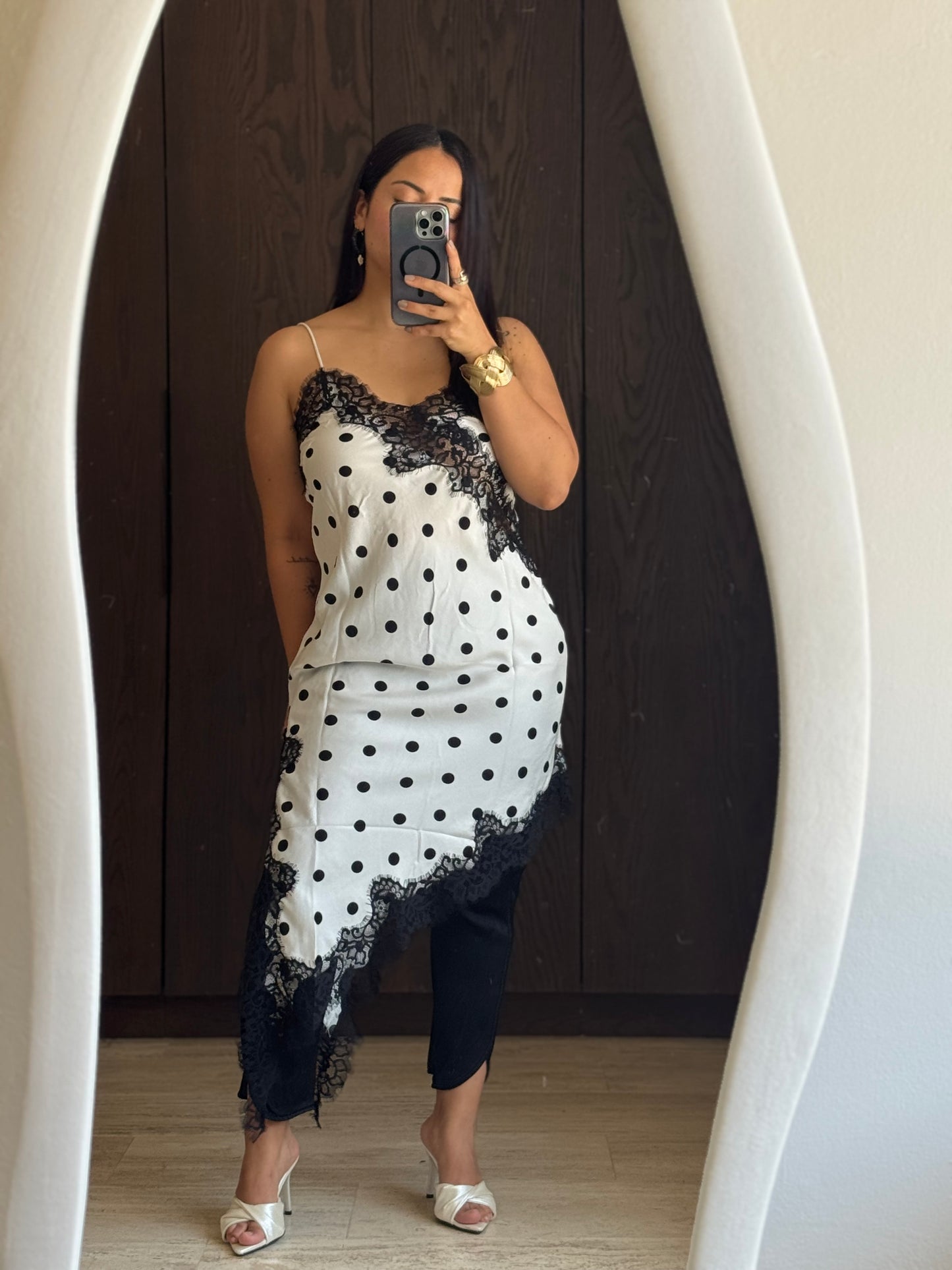 VESTIDO POLKA CON ENCAJE