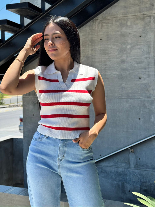 BLUSA DE CUELLO RAYAS