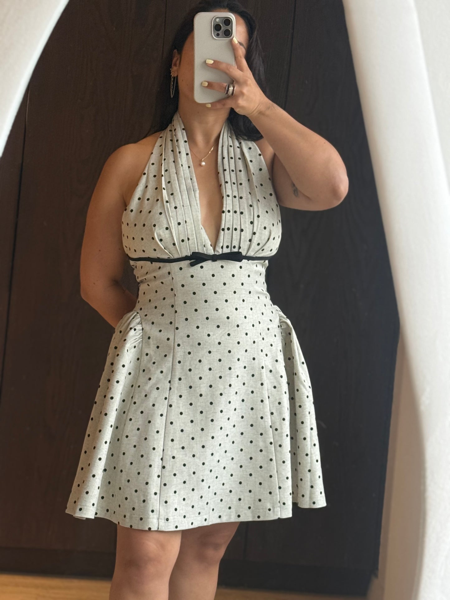 VESTIDO DRAPEADO BUSTO POLKA