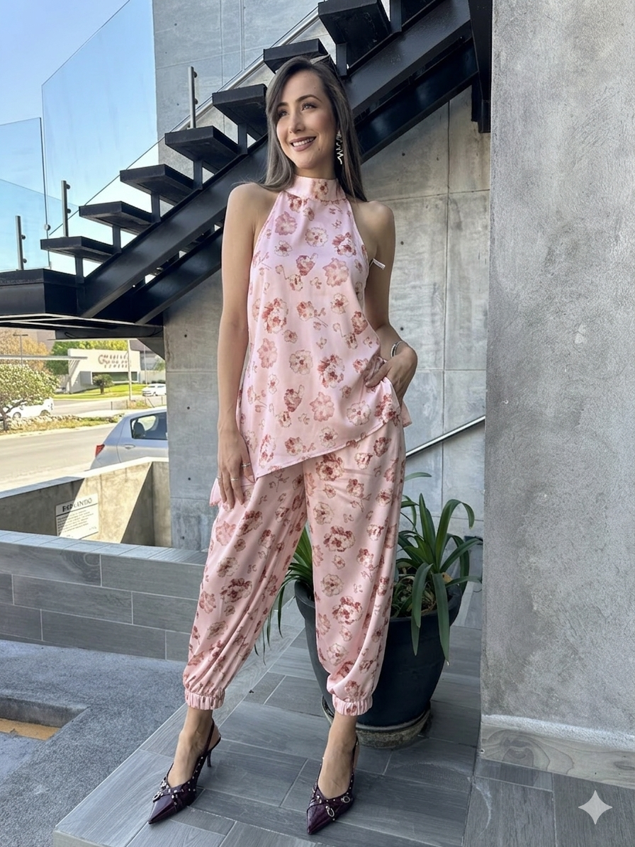SET SATINADO CUELLO HALTER