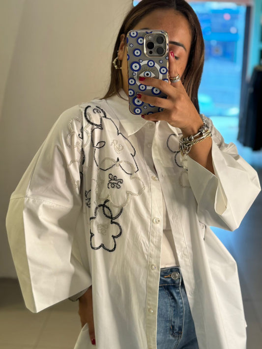 CAMISA FLORES DE BRILLOS