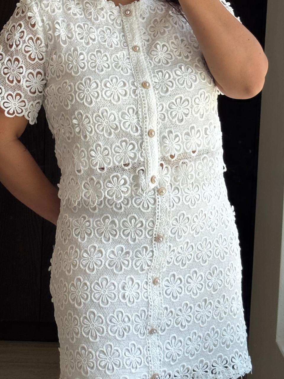 SET ENCAJE FLORAL FALDA Y BLUSA