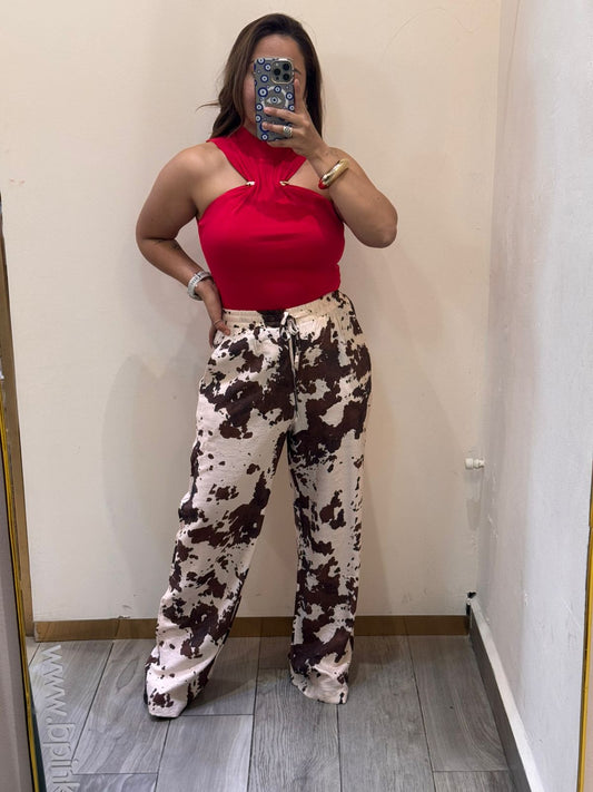 PANTALON DE LINO ESTAMPADO DE VACA