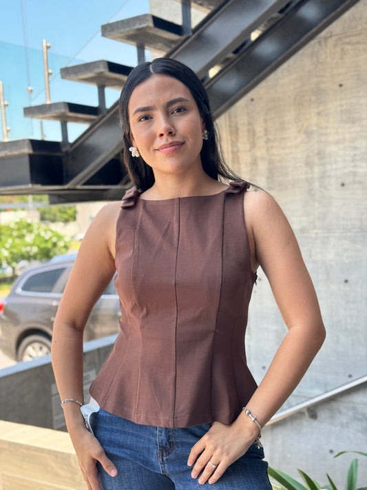 BLUSA CUELLO HALTER MOÑOS