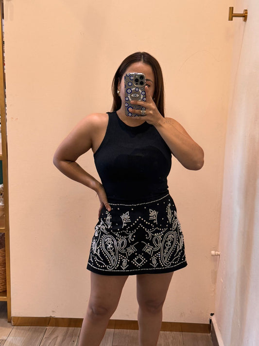 FALDA TERCIOPELO PERLAS