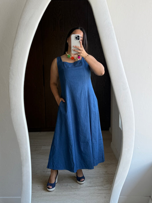 VESTIDO LARGO MEZCLILLA