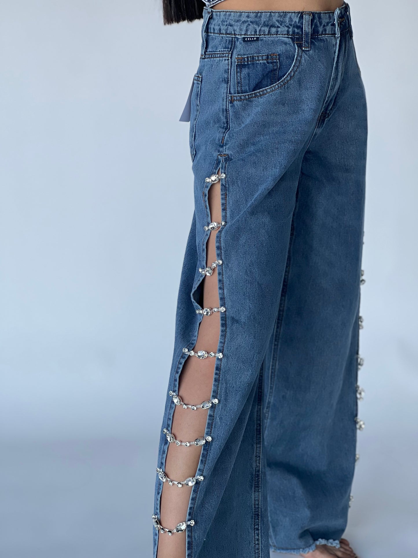 JEANS BRILLOS LATERAL