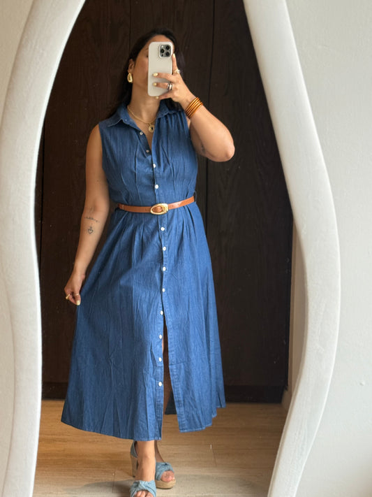 VESTIDO MANGA SISA CON CINTURÓN