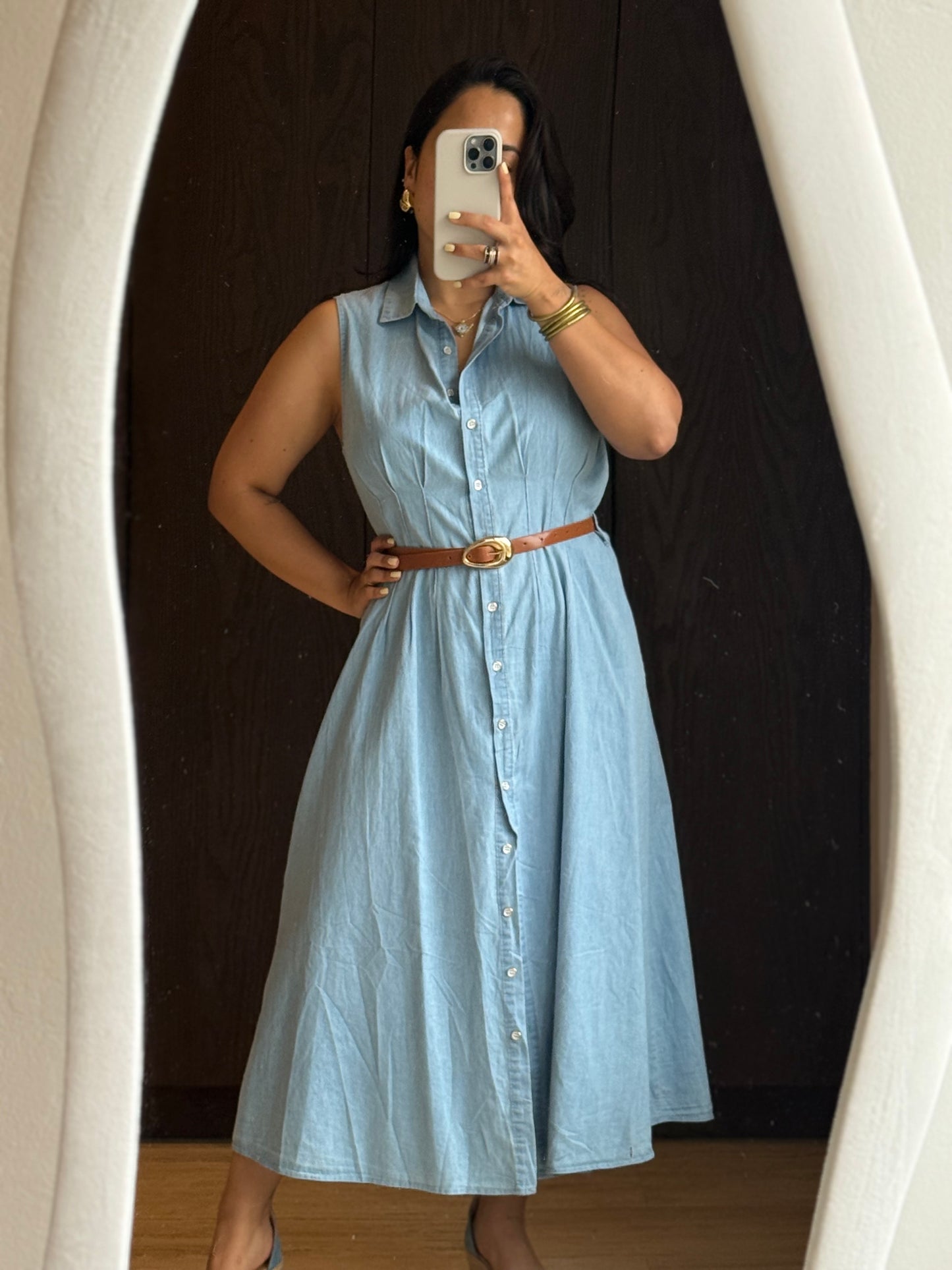 VESTIDO MANGA SISA CON CINTURÓN
