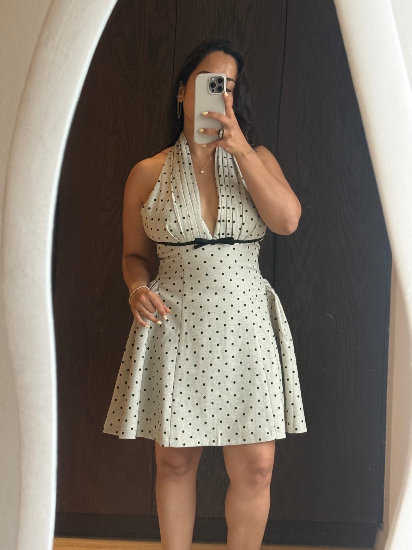 VESTIDO DRAPEADO BUSTO POLKA