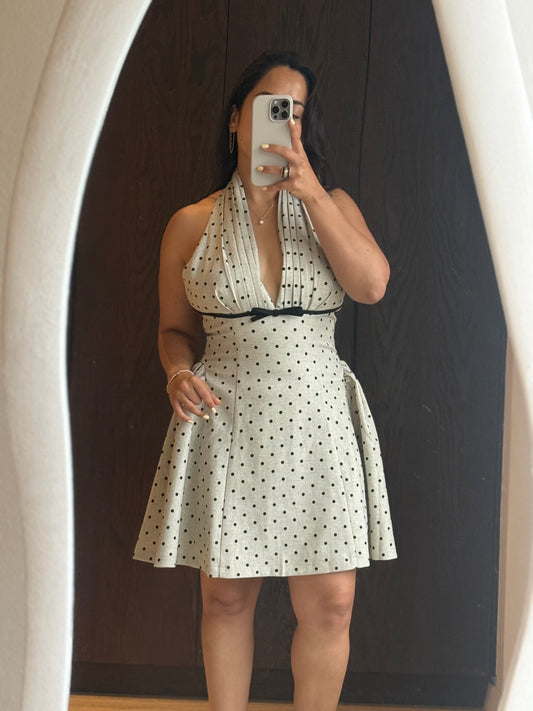 VESTIDO DRAPEADO BUSTO POLKA