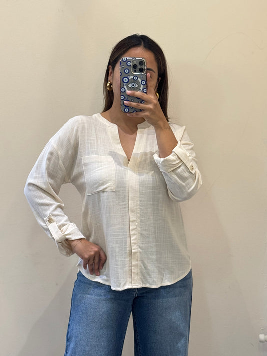 CAMISA LINO CUELLO V