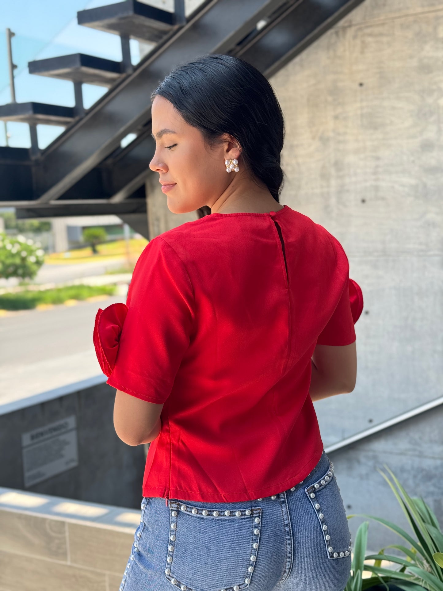 BLUSA MANGAS FLOR