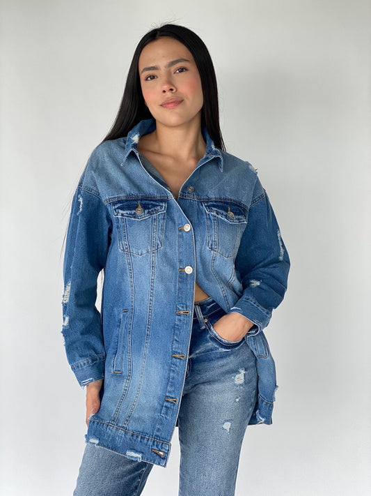 CHAMARRA DENIM SEMI LARGA