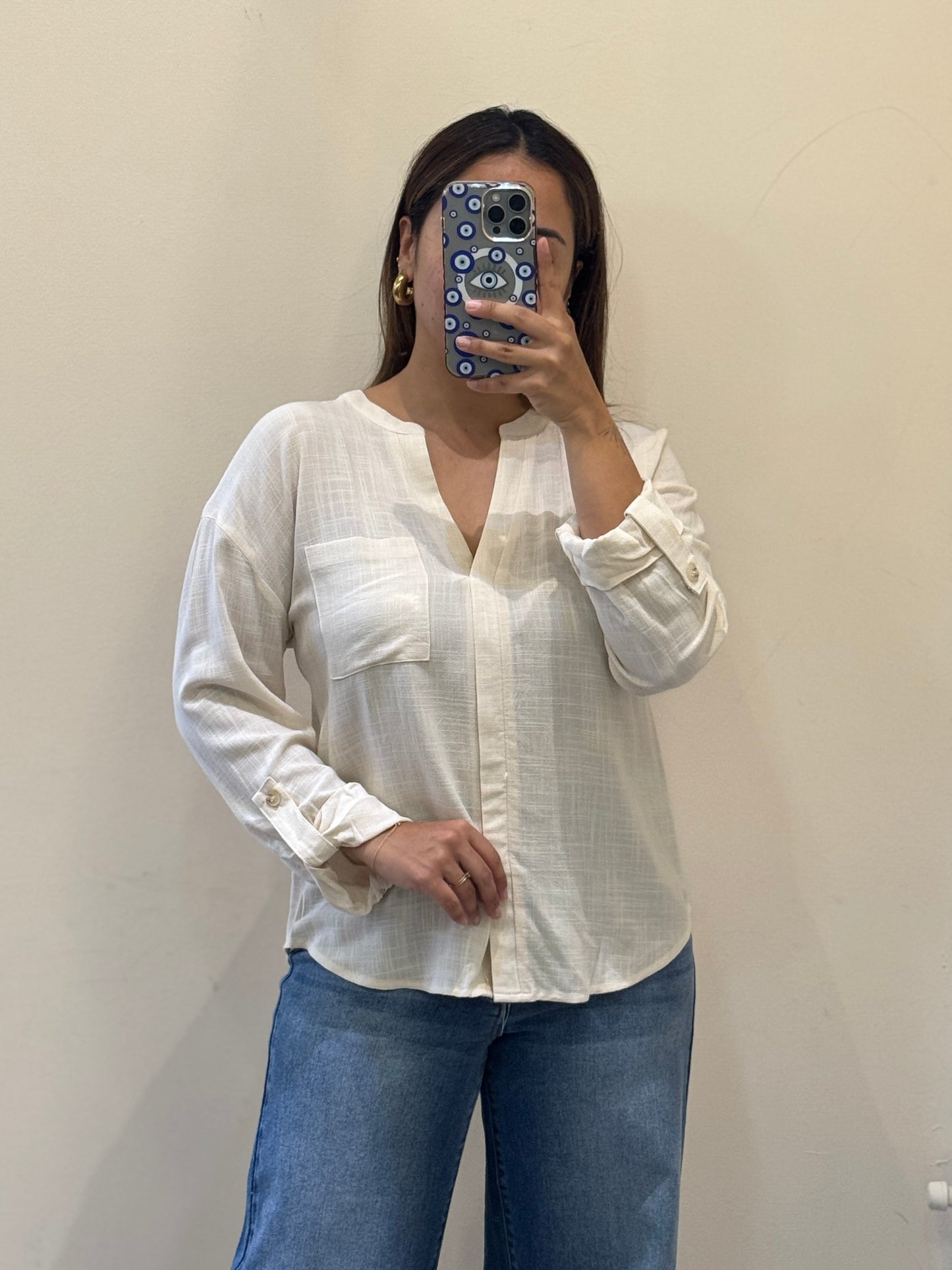 CAMISA LINO CUELLO V