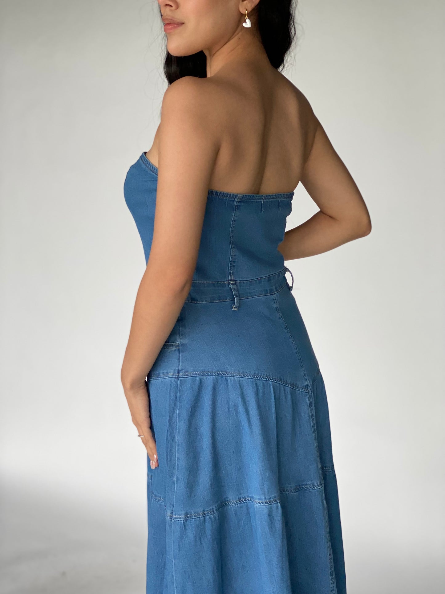 VESTIDO STRAPLESS MEZCLILLA