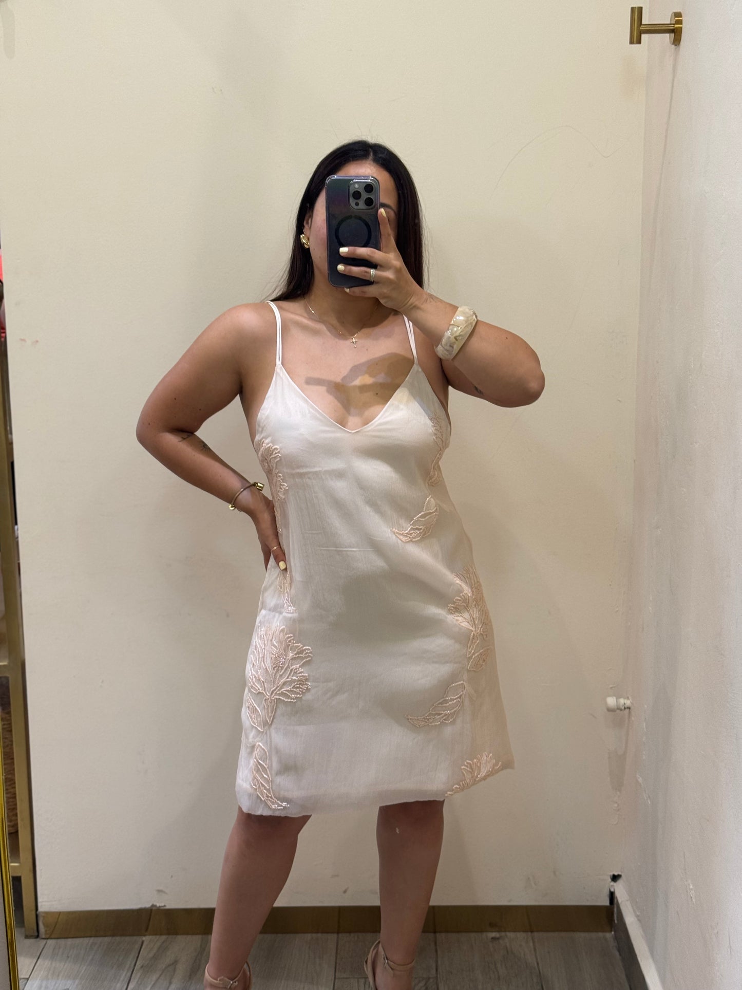 VESTIDO BRILLOS CORAL