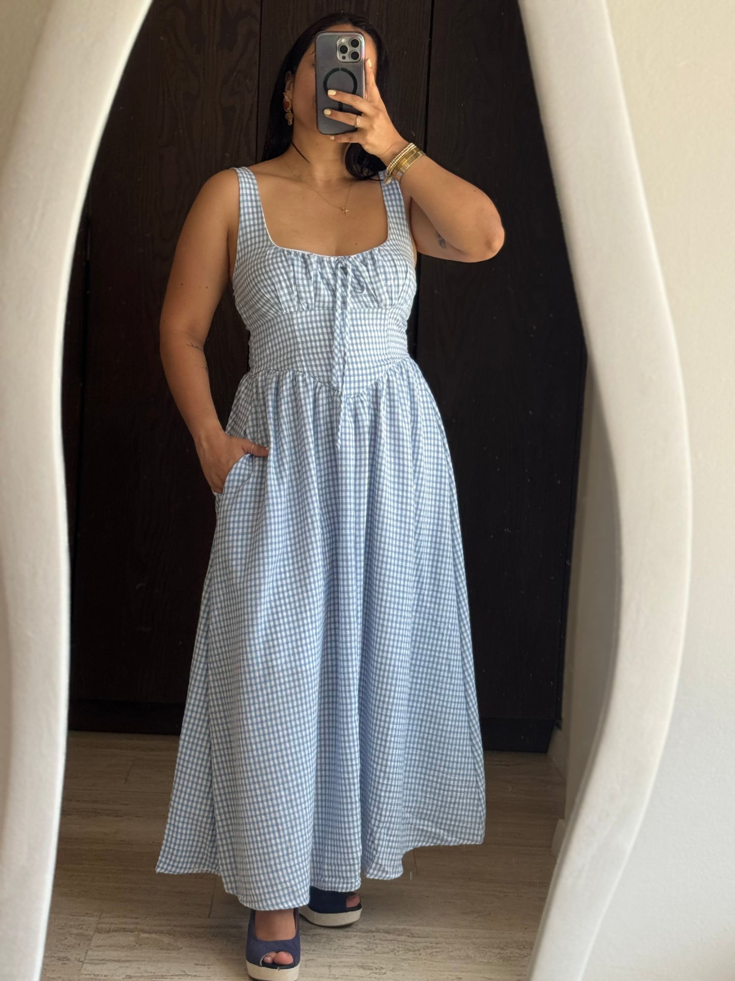 VESTIDO LARGO CUADROS
