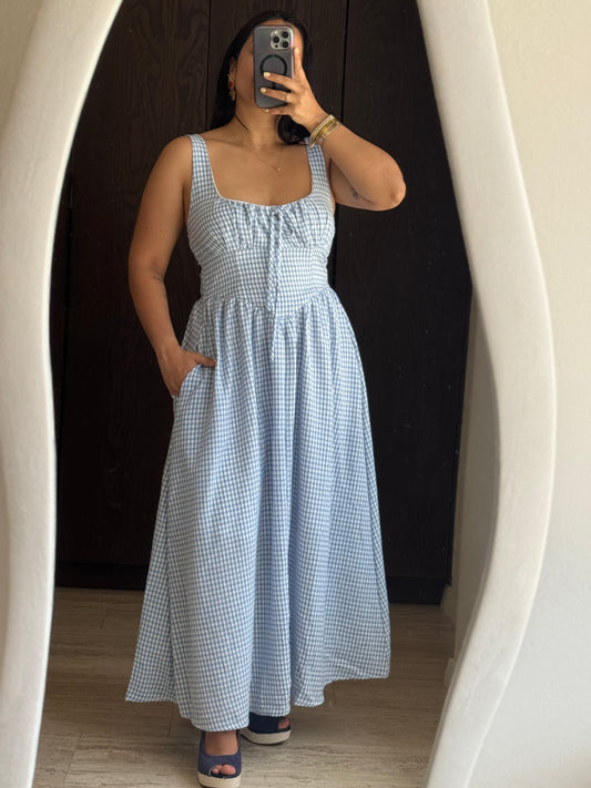 VESTIDO LARGO CUADROS