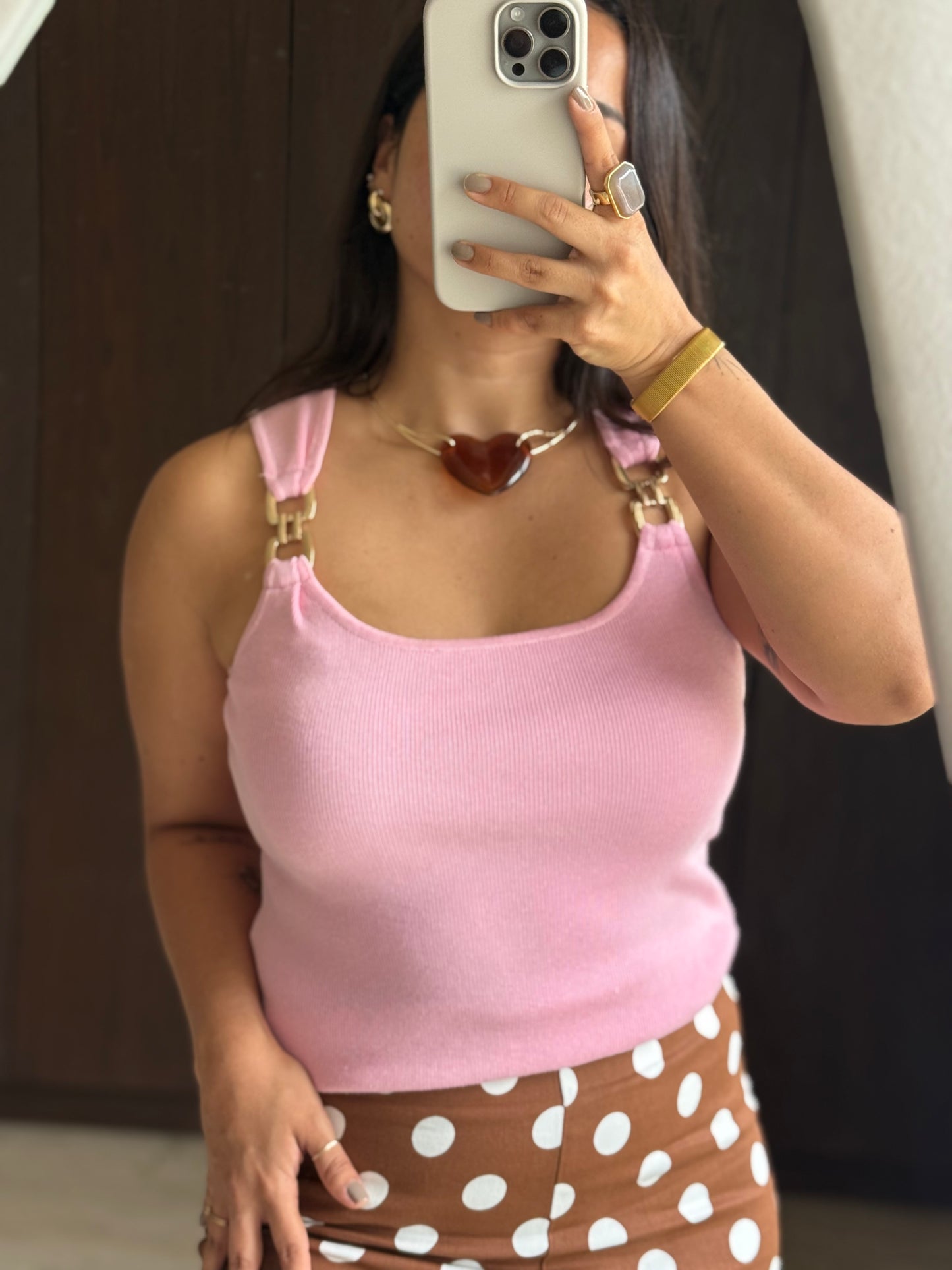 BLUSA TIRANTES HERRAJE DORADO