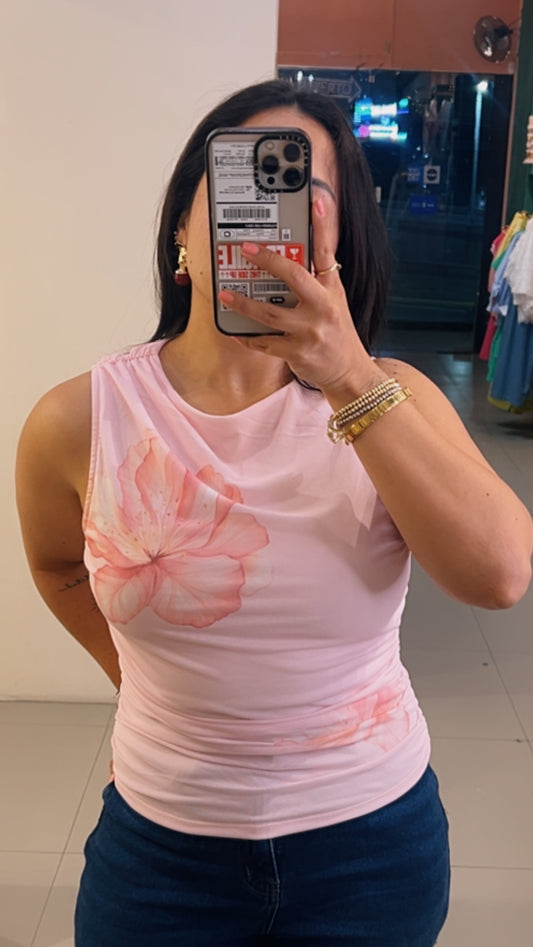 BLUSA MESH FLORES