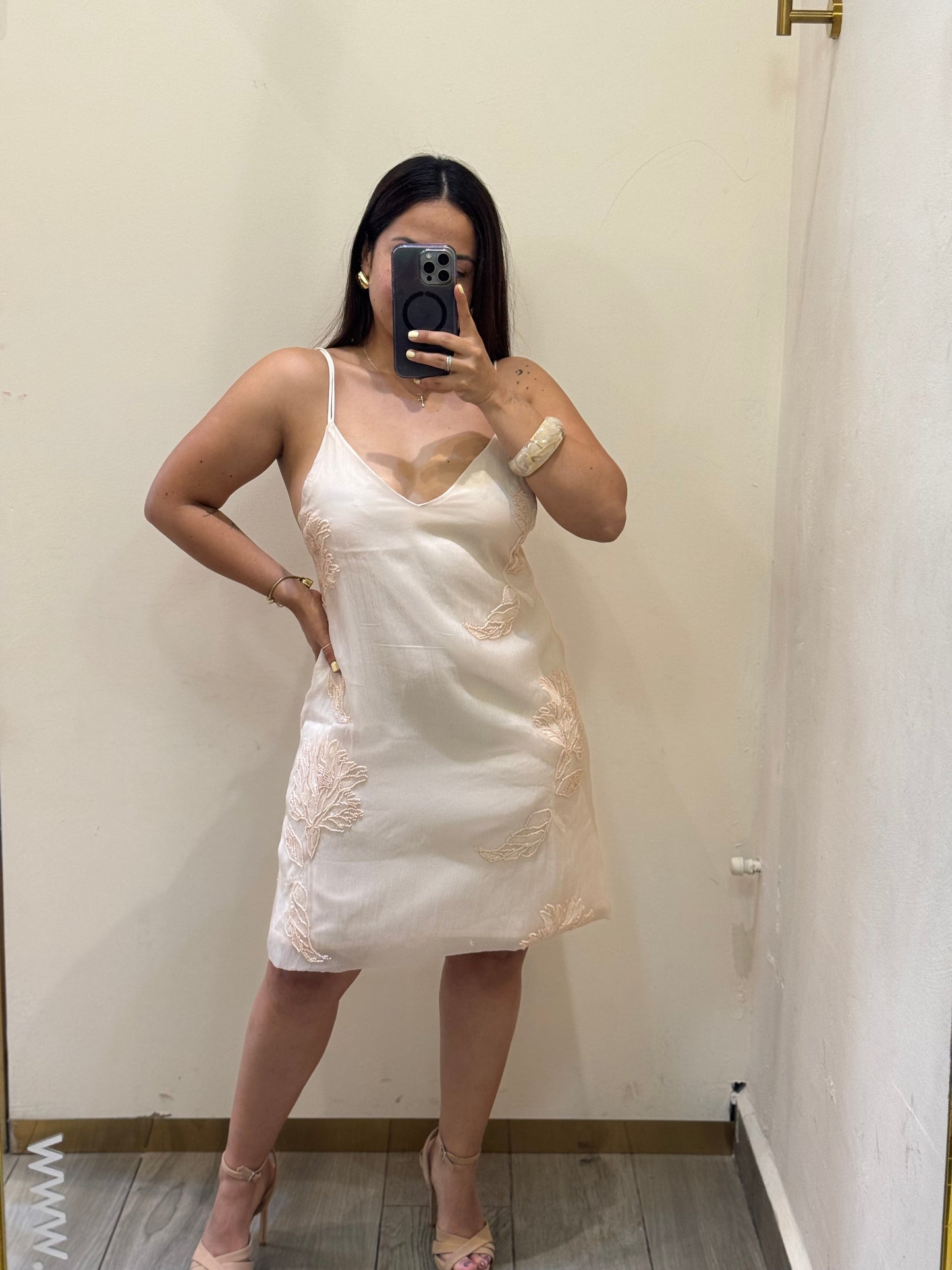 VESTIDO BRILLOS CORAL