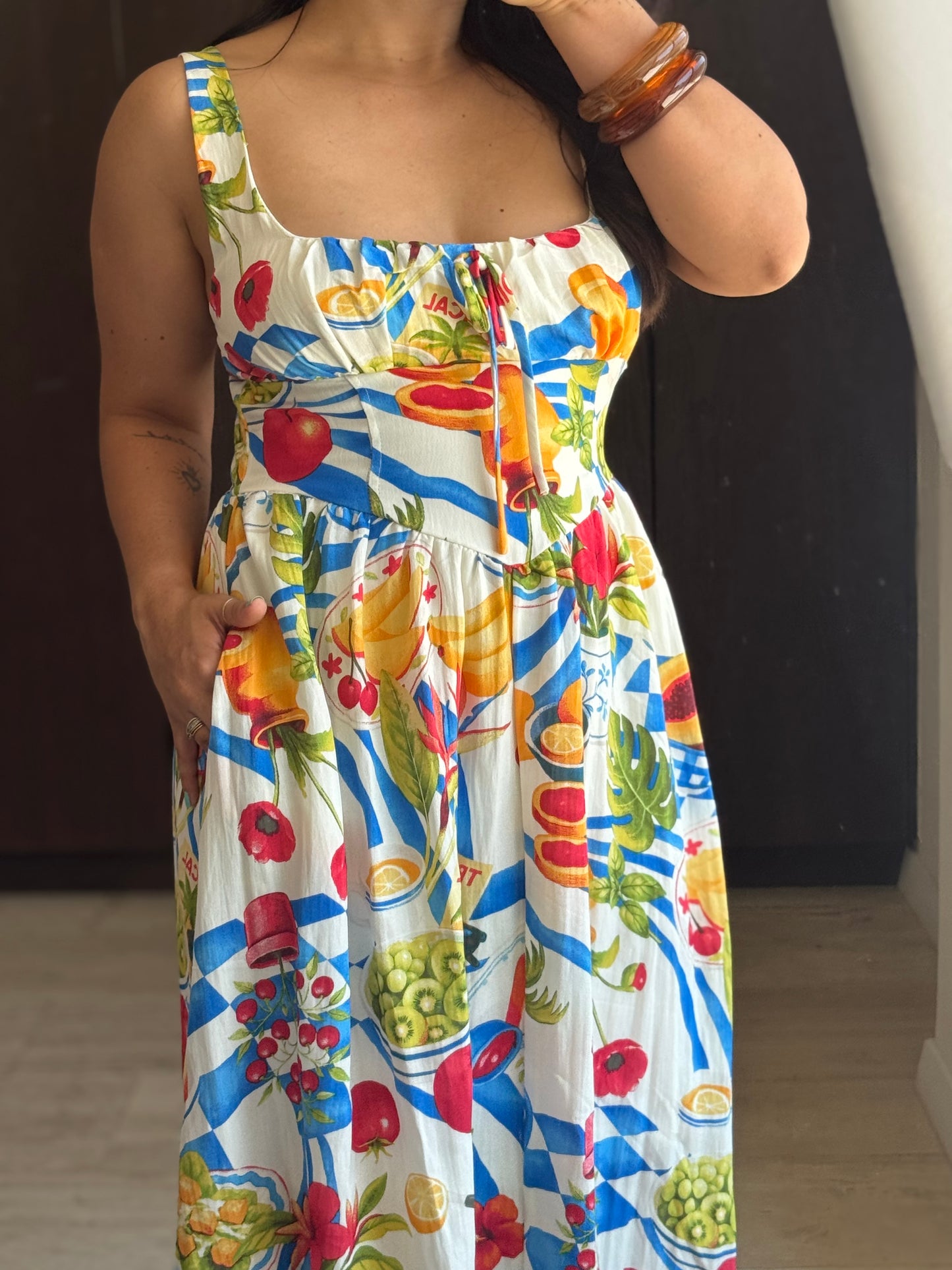 VESTIDO LARGO MIDI FRUTAS
