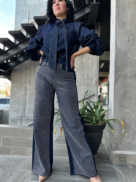 JEANS BRILLOS PLATA
