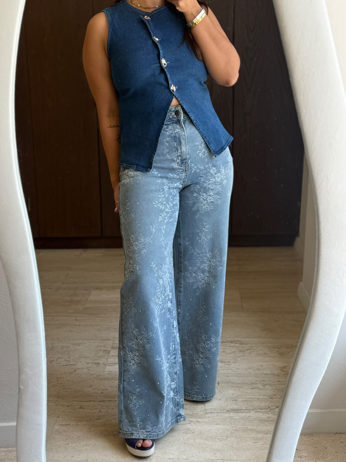 JEANS BRILLOS FLORES