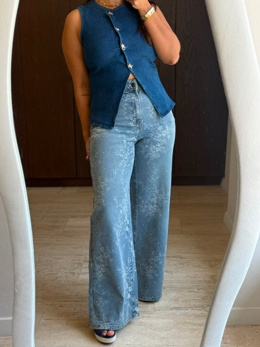 JEANS BRILLOS FLORES