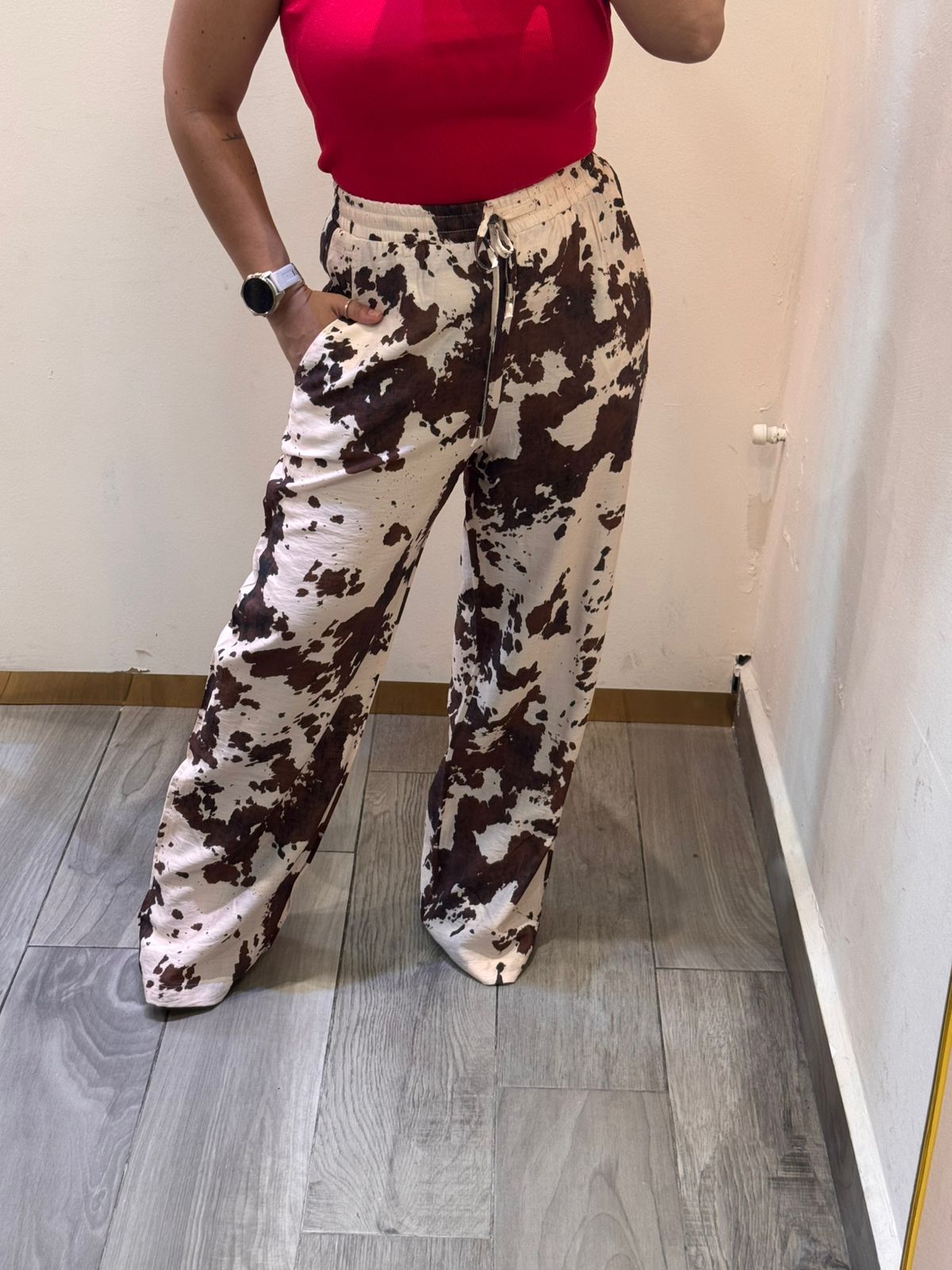 PANTALON DE LINO ESTAMPADO DE VACA